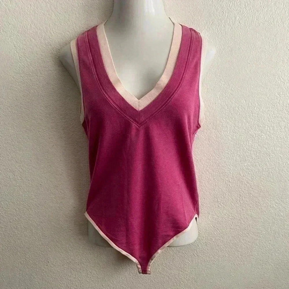 🆕Free People Intimately Cozy Cool Girl Tank Bodysuit Pink Dragon Fruit S🆕 - Picture 3 of 16